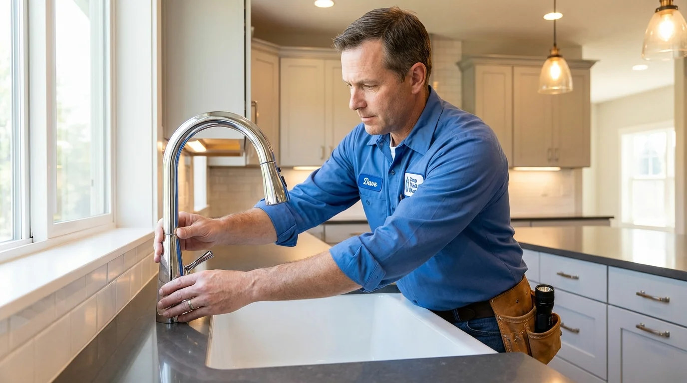 Kitchen faucet installation by Johns Plumbing LLC in Belle